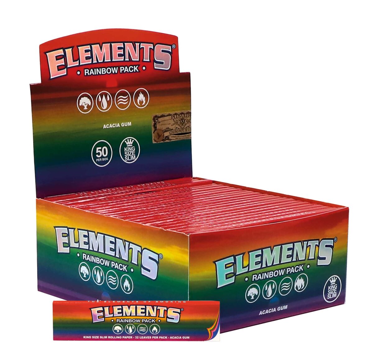 Elements Rainbow King Size Slim Rolling Papers - obrazek 2